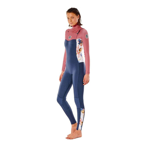 Rip Curl Women's Dawn Patrol Chest Zip 3/2 Wetsuit - Slate / Rose