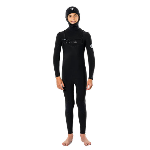 Rip Curl Youth Dawn Patrol 5/4 Hooded Wetsuit - Black