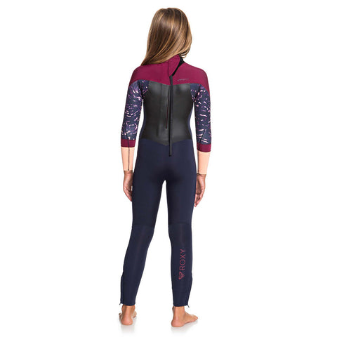 Roxy Girls Syncro 4/3 Teeny BZ GBS Wetsuit - Dark Navy / Red Plum