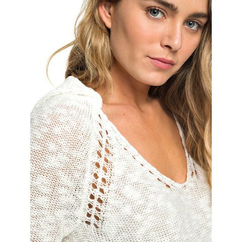 Roxy Airport Vibes Knitted Hoodie - Marshmallow
