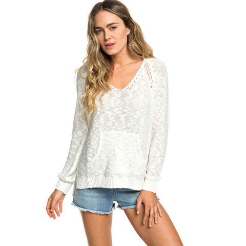 Roxy Airport Vibes Knitted Hoodie - Marshmallow
