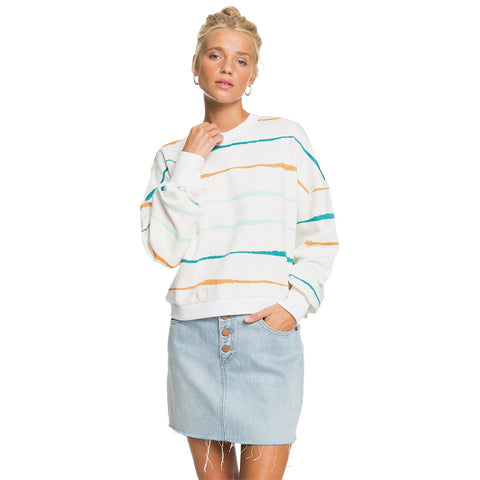 Roxy Bay Rolling Sweatshirt - Snow White Feel It Washed