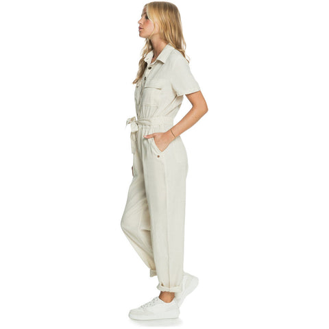 Roxy Beach Wonderland Short Sleeve Jumpsuit - Tapioca - 2