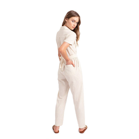 Roxy Beach Wonderland Short Sleeve Jumpsuit - Tapioca - 5