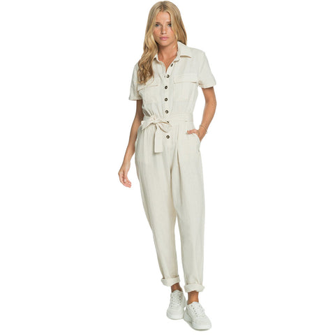 Roxy Beach Wonderland Short Sleeve Jumpsuit - Tapioca