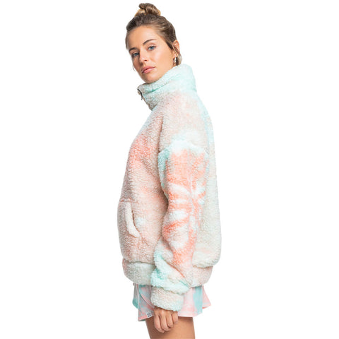 Roxy Bonfires On The Beach Half-Zip Fleece - Peach Amber Nautilus Tie Dye