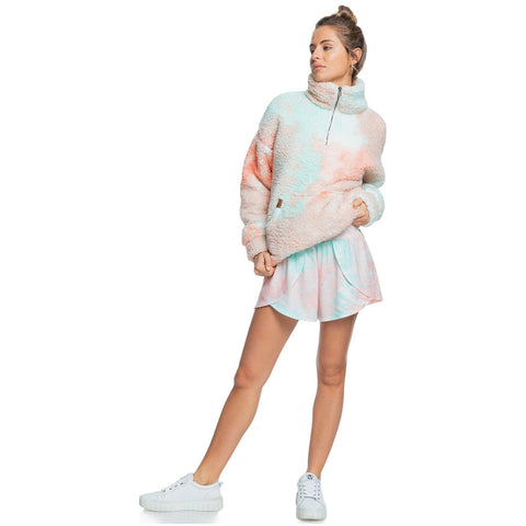 Roxy Bonfires On The Beach Half-Zip Fleece - Peach Amber Nautilus Tie Dye