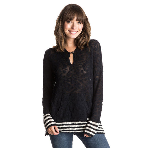 Roxy Border Field Hooded Sweater - True Black