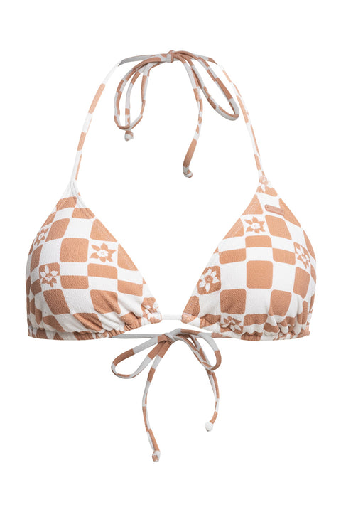 Roxy Check It Tiki Triangle Bikini Top - Cork Flower Box - No Model
