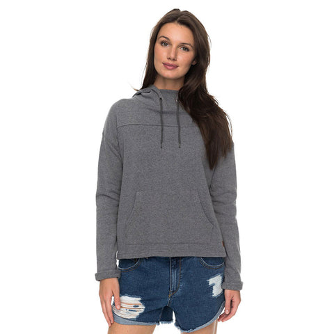 Roxy Coasting Ahead Split Back Hooded Sweatshirt - Charcoal Heather