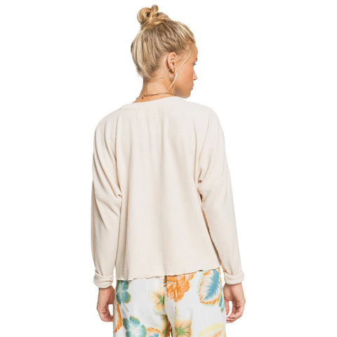 Roxy Cozy Day Long Sleeve Rib Knit Top - Tapioca