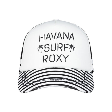 Roxy Dig This Paradise Flag Trucker Hat - Marshmallow Classic Stripe