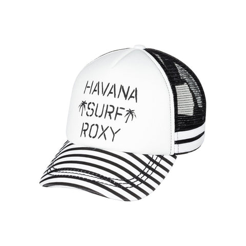 Roxy Dig This Paradise Flag Trucker Hat - Marshmallow Classic Stripe