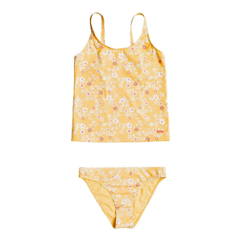 Roxy Girls 8-16 Colorful Party Recycled Tankini Set - Banana Cream Flower Bucket