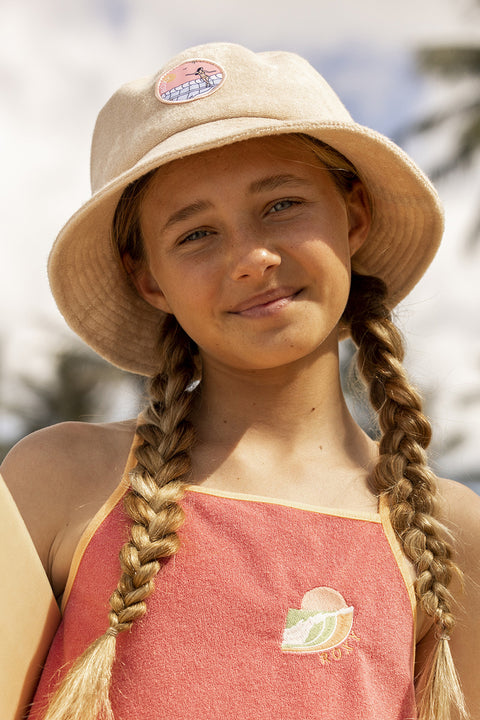 Roxy Girls Astral Aura Bucket Hat - Beige - On Model