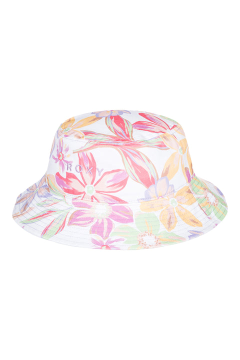 Roxy Girls Tiny Honey Bucket Hat - Bright White Bayside Blooms