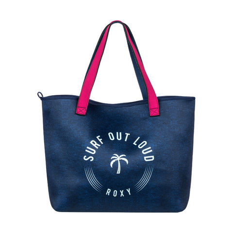 Roxy Inside The Rock Reversible Neoprene Beach Bag - Blue Light Rain Daze Small - Front