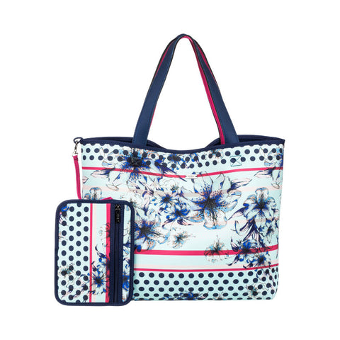 Roxy Inside The Rock Reversible Neoprene Beach Bag - Blue Light Rain Daze Small - Reversed