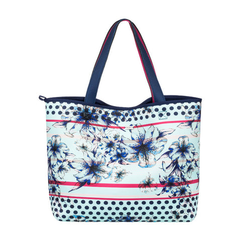 Roxy Inside The Rock Reversible Neoprene Beach Bag - Blue Light Rain Daze Small - Front Reversed
