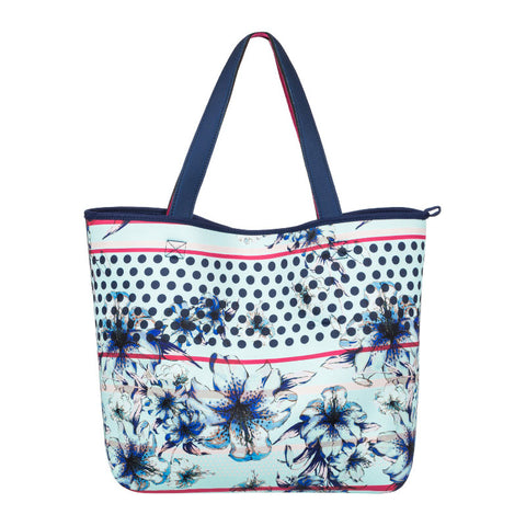 Roxy Inside The Rock Reversible Neoprene Beach Bag - Blue Light Rain Daze Small - Back Reversed