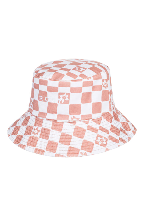 Roxy Jasmine Paradise Reversible Bucket Hat - Snow White Sol Power - Checkered Side