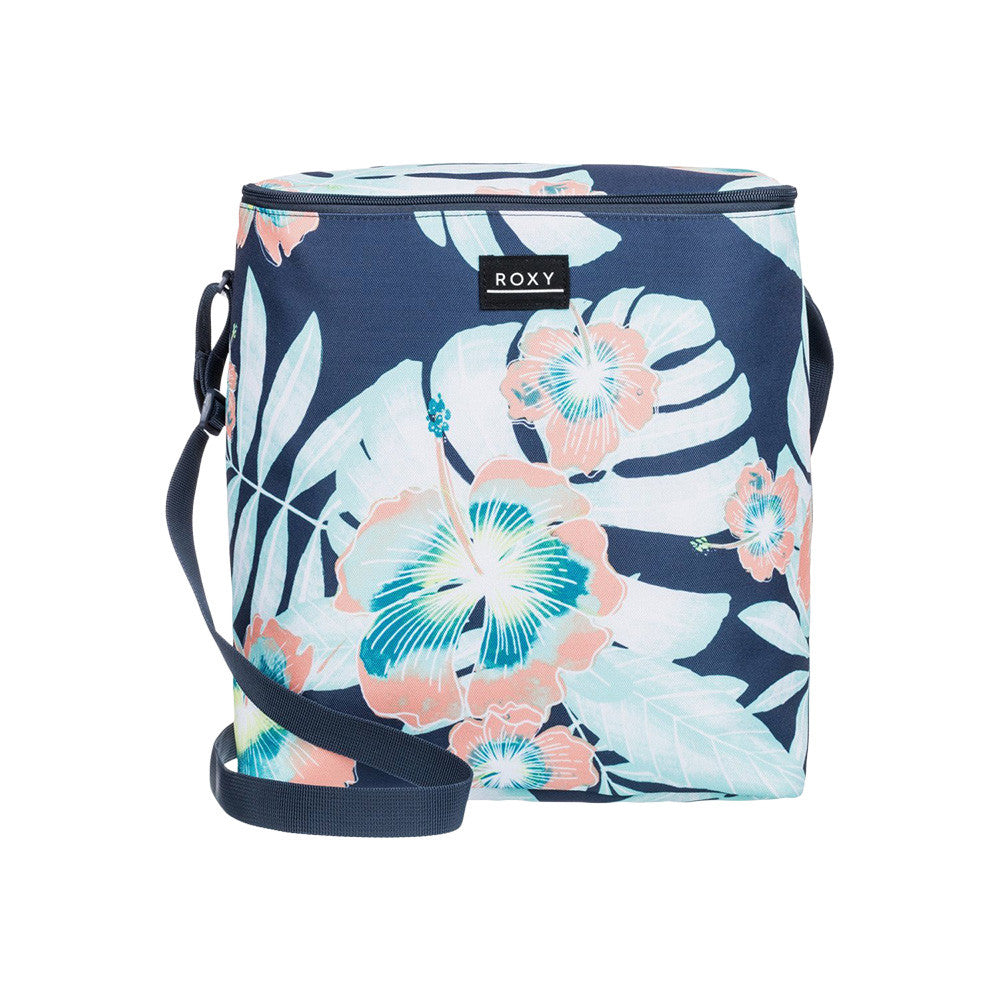 Insulated 2-Compartment Lunch Box Bag with Strap - Indigo Flowers