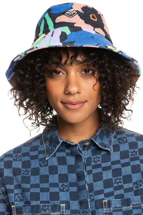 Roxy Mango Passion Bucket Hat - Anthracite Flower Jammin - On Model Front