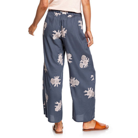 Roxy Midnight Avenue Wide Leg Viscose Pants - Turbulence Rose & Pearls