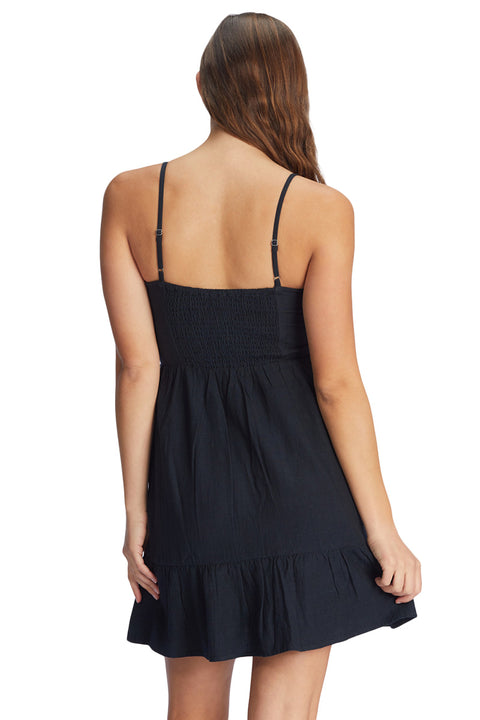 Roxy Moonlit Tide Short Length Strappy Dress - Anthracite - Back