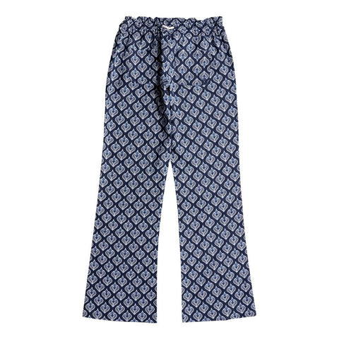 Roxy Oceanside Beach Pants - Dress Blue Peacock Leaves