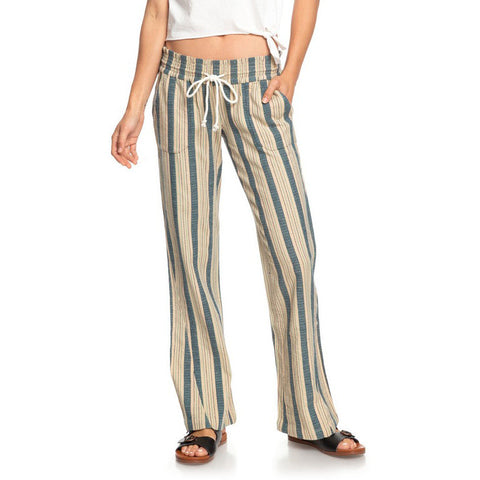 Roxy Oceanside Flared Beach Pant - Ivory Cream Carpenter Stripe