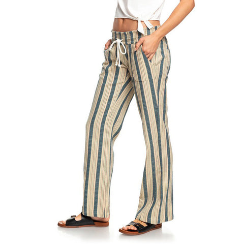 Roxy Oceanside Flared Beach Pant - Ivory Cream Carpenter Stripe