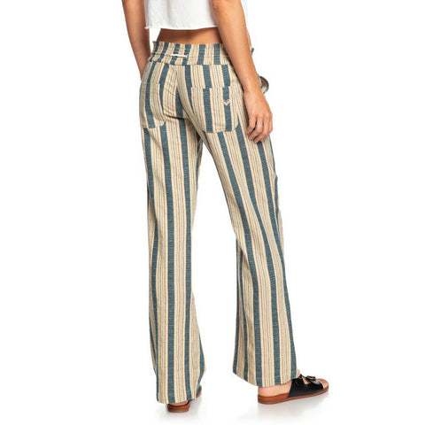 Roxy Oceanside Flared Beach Pant - Ivory Cream Carpenter Stripe