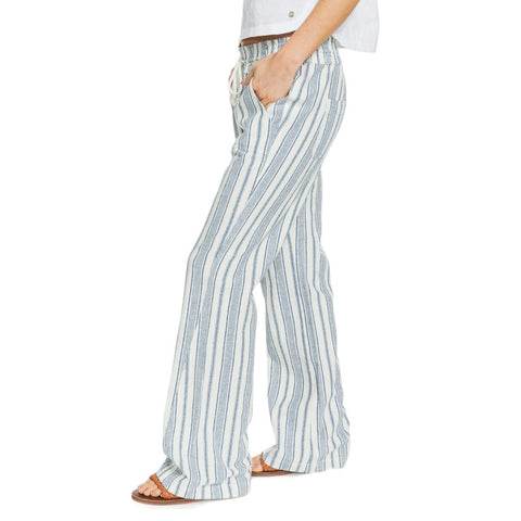 Roxy Oceanside Flared Beach Pants - Snow White True Navy Beachside