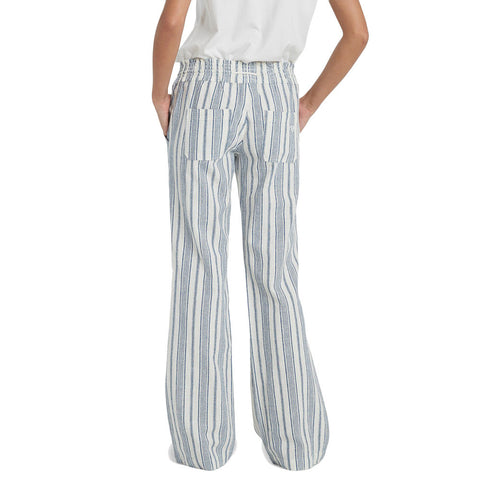 Roxy Oceanside Flared Beach Pants - Snow White True Navy Beachside