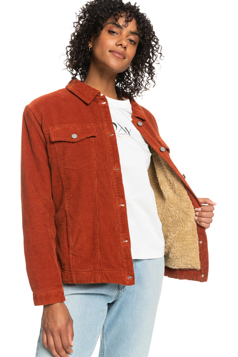 Roxy On The Block Corduroy Trucker Jacket - Baked Clay