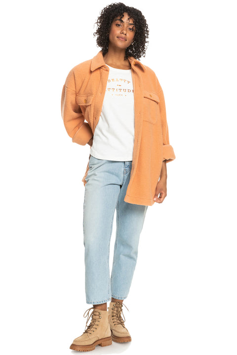 Roxy Over And Out Fleece Shirt Jacket - Toasted Nut
