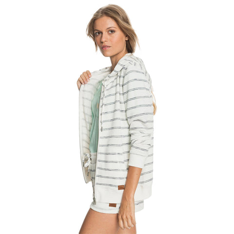 Roxy Perfect Wave Zip Up Hoodie - Snow White Horizon Will Stripes