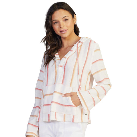Roxy Run Around L/S Poncho - Snow White Sunrise Stripe