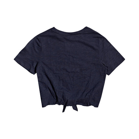 Roxy Salty Notched Tie-Front Tee - Mood Indigo