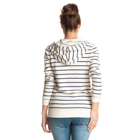 Roxy Signature Stripe Zip Hoodie - Marshmallow Signature
