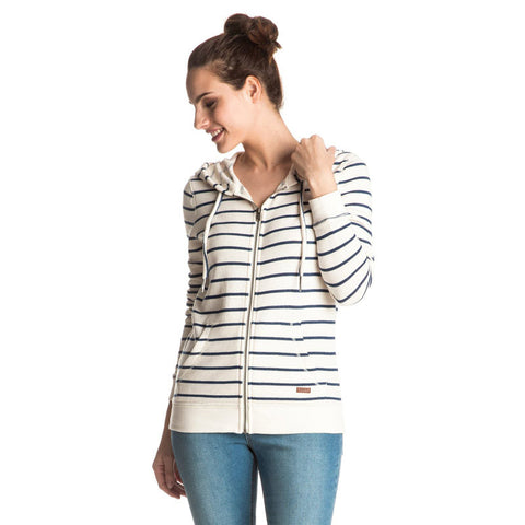 Roxy Signature Stripe Zip Hoodie - Marshmallow Signature