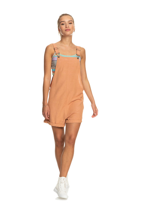 Roxy Silver Sky Again Dungaree Shorts - Cork - Full