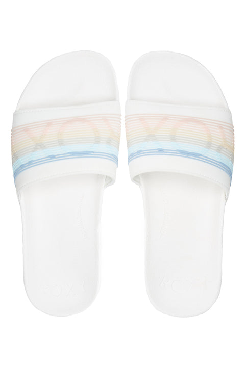 Roxy Slippy Water-Friendly Sandals- White / Stripe - Top