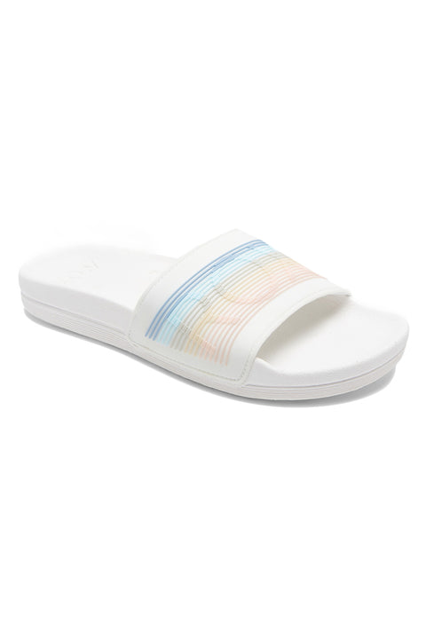 Roxy Slippy Water-Friendly Sandals- White / Stripe