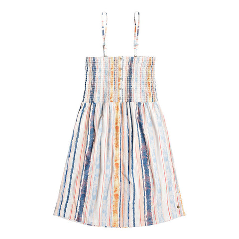 Roxy Summerland Party Shirred Bodice Strappy Dress - Marshmallow River