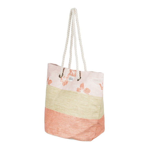 Roxy Sunseeker 30L Straw Beach Bag - Silver Pink Philly