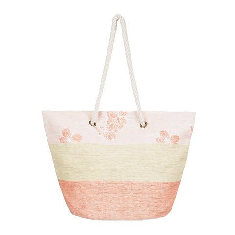 Roxy Sunseeker 30L Straw Beach Bag - Silver Pink Philly