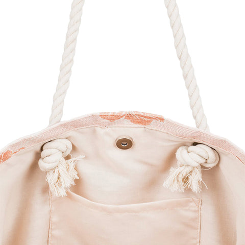 Roxy Sunseeker 30L Straw Beach Bag - Silver Pink Philly
