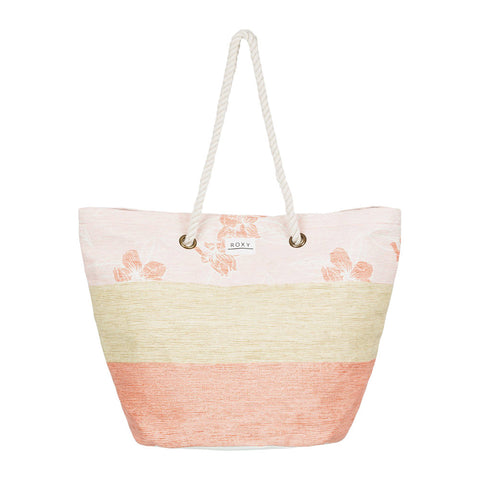 Roxy Sunseeker 30L Straw Beach Bag - Silver Pink Philly